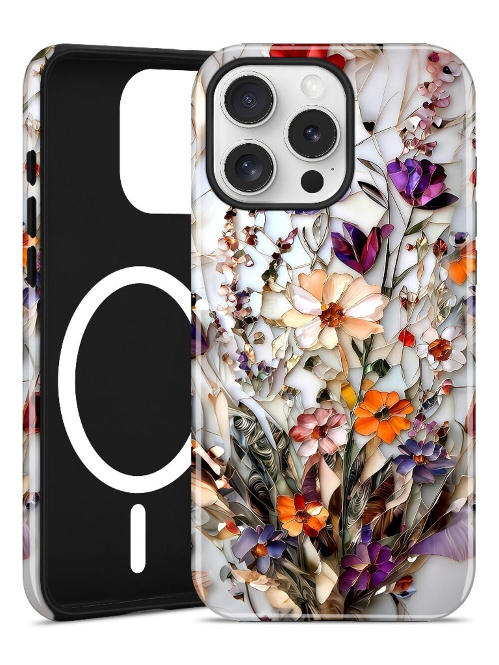 Magnetic Stained Glass Floral Case for iPhone 16e